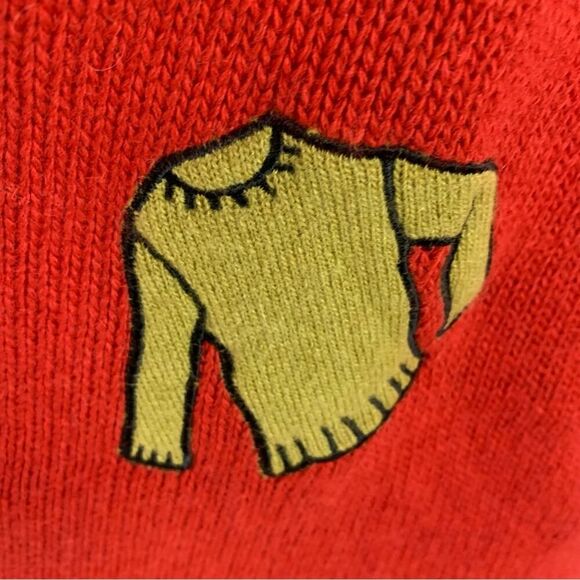 JC de Castelbajac RARE Vintage "Lucy" Charlie Brown Patchwork Sweater Red XXL - Picture 7 of 12